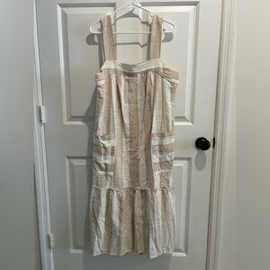 Anthropologie Maeve Beige and White Dress
